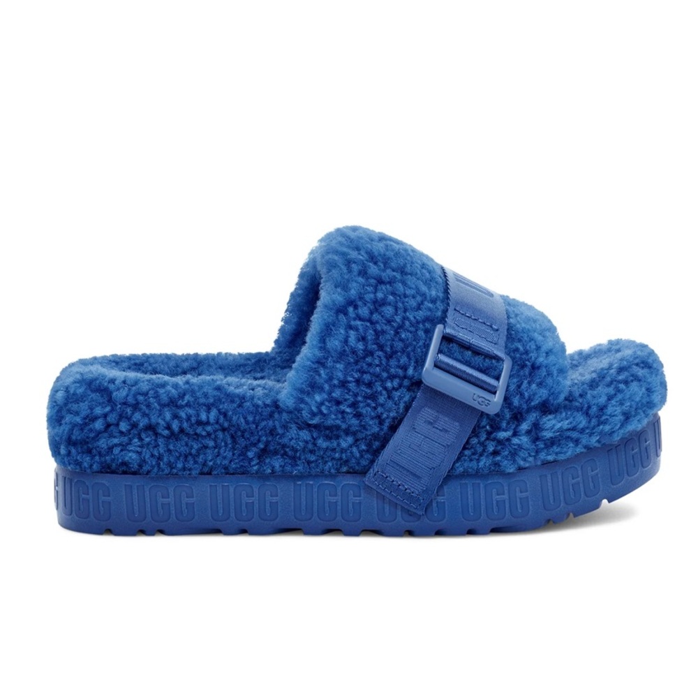 UGG Fluffita Sheepskin Slipper slides icobalt classic blue 38 US 7-7.5 New!